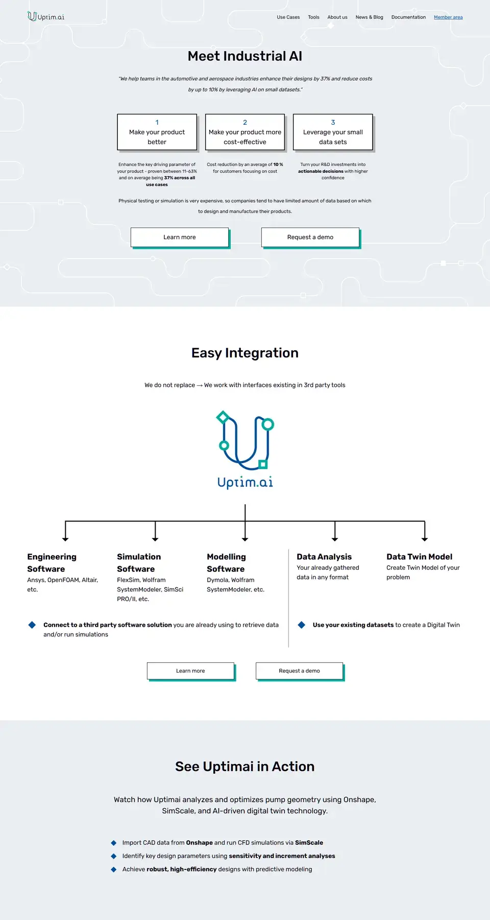 Preview of the Uptim.ai website